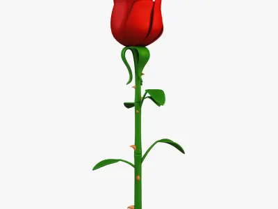Cartoon Rose Flower v 1 3D model
