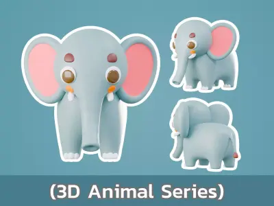 Cartoon cute Elephant 3D model
