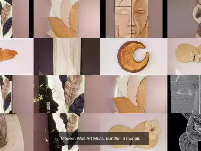Modern Wall Art Mural Bundle 3D Model Collection