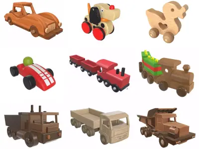 Children wood toys pbr part 1 3D Model Pack