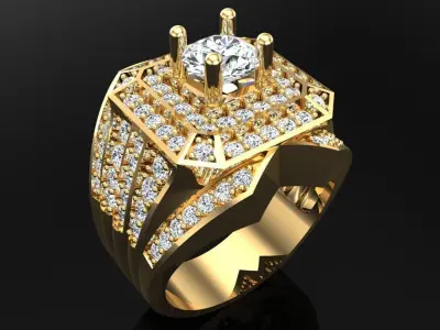 Diamond Rings - Mens Rings - N333 3D print model