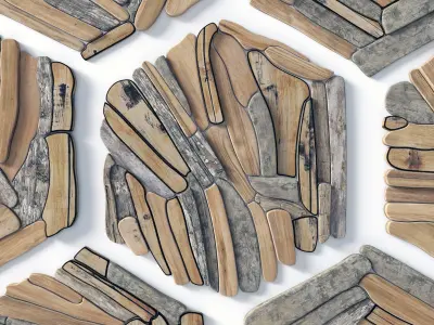 Hexagon panel branch splinter n4 3D model