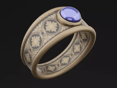 Blue Diamond Ring Free low-poly 3D model