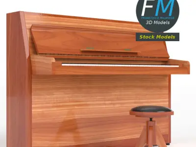Open vertical piano 3D model