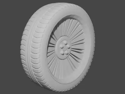 high poly car wheel 3D model