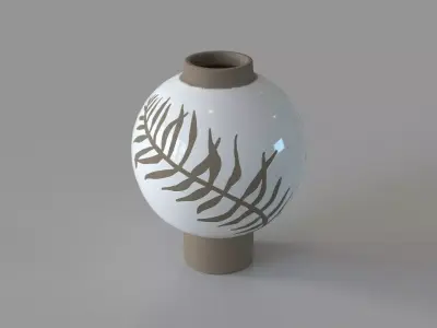 Fern Large Vase White And Tan 3D model