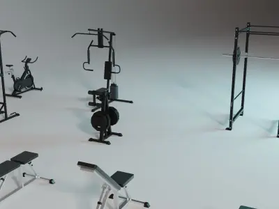 Gym Equipment Collection - Full Set 3D model