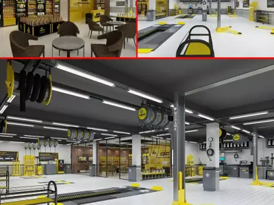 Car beauty repair shop 3D model