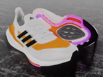  ADIDAS ULTRA BOOST 2021 - ORANGE 3D SHOES  Low-poly 3D model