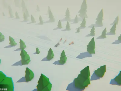 Ski - Props for Winter Runner Low-poly 3D model