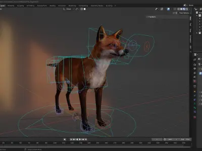 Fox Majestic Wilderness Wolf Nubis 3D Low poly Animal Model Low-poly 3D model