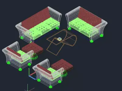 Living room Sofa with a Light embedded Table 3D model