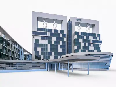 Hotel Resort Building Low-poly 3D model