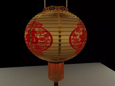 Chinese Red Lantern 3D model 8