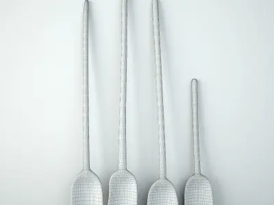 Set of Four Old Nepal Rice Shovels 3D model