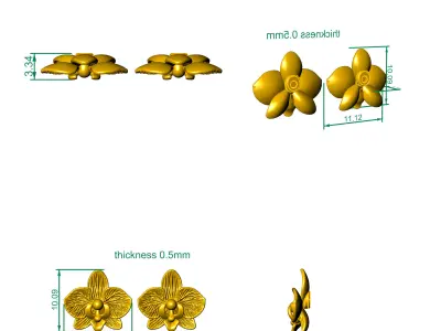Earring Orchid version 3  3D print model