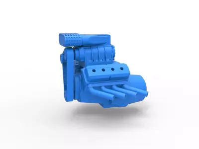 Engine V8 for mud dragster Scale 1 to 25 3D print model