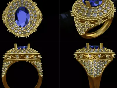 Signet Ring 3D Model  High-Detail Jewelry 3D print model