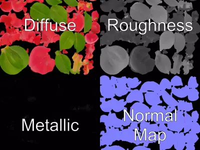 Crimson Camellia Blossom model pack Low-poly 3D model