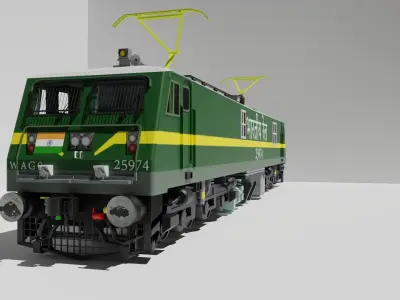 Indian Railways Engines WAP 7  and WAG 9  combo  Low-poly 3D model