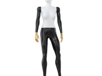 Female abstract mannequin with golden hands 78 3D model