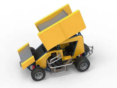 Winged 600 Micro sprint car Scale 1 to 25 3D print model