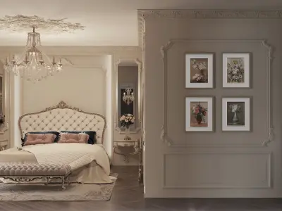 Neoclassical Master Guest Suite Bedroom Walk in Closet Bathrooms 3D model