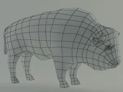 bison base mesh Low-poly 3D model