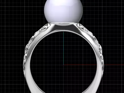 Artistic pearl ring 3D print model