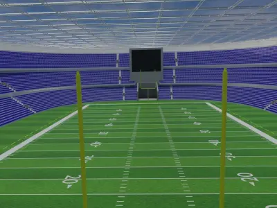 American Football Stadium - Blue Low-poly 3D model