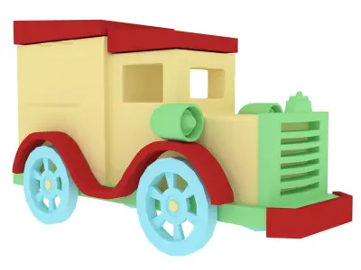 Low Poly Vintage Toy Car 3D Model Low-poly 3D model