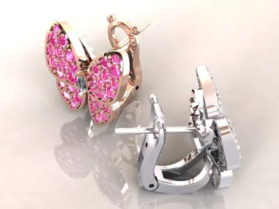 Two Butterfly VCA Earrings 3D print model