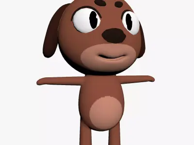 Cartoon Dog Character Low-poly 3D model