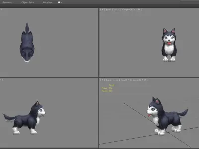 Cartoon husky - puppy dog Low-poly 3D model