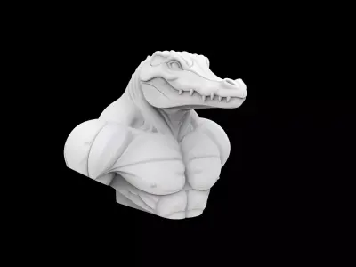 Anthro Crocodile Bust 3D Print Model 3D print model
