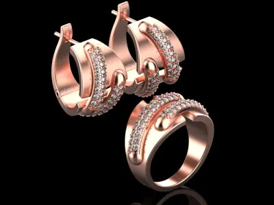 Ring and Earrings set 15143 3D print model
