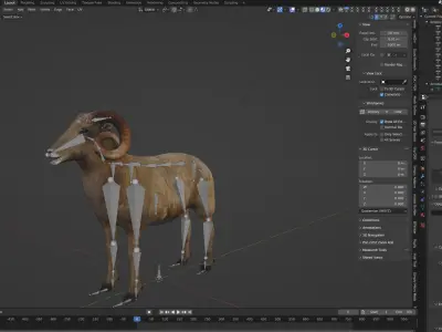 Desert Bighorn Sheep Male Low-poly 3D model