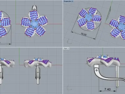 flower earring model 285 3D print model