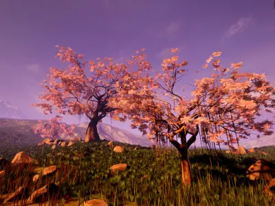 Unreal Engine resources Cherry blossom tree group 3D model