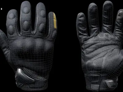 Motor Gloves 010  Low-poly 3D model