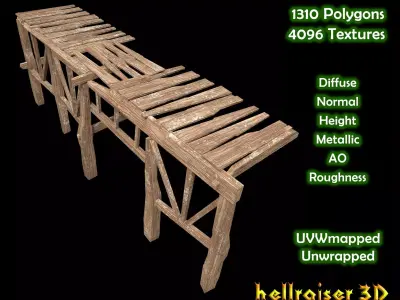 Wooden Platform - PBR - Textured Low-poly 3D model