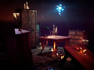 Antique Furniture Environment  35 Assets Low-poly 3D model