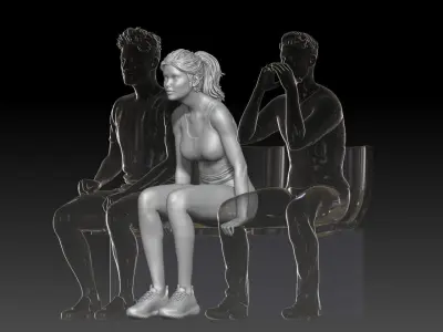 spectator at sports stadium girl 1 3D print model