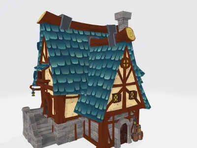 Cartoon House 08 Low-poly 3D model