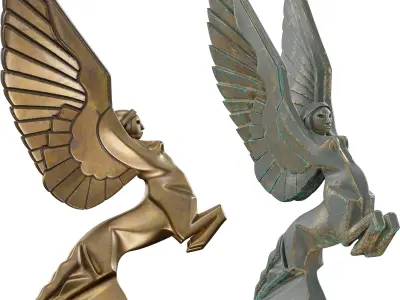Winged Ascending Figure Sculpture Mythological Low-poly 3D model