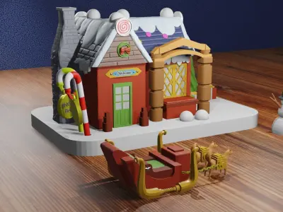 Christmas House 3D or Candy Shop For 3D Printing 3D print model