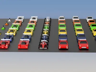 Low Poly Racing Car Pack Low-poly 3D model