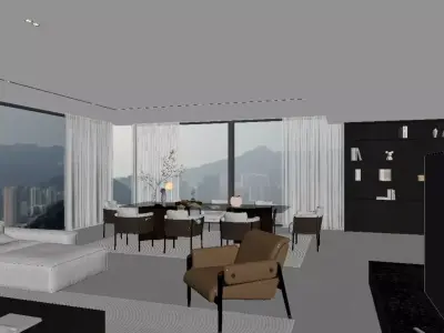 Modern Light Luxury Living Room 3D model