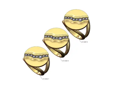 Diamond river fashion ring US 7 8 9 3D print model