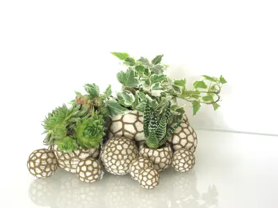 Landscape builder with organic stone pots 3D print model